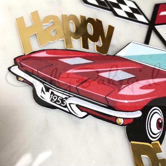 Personalized & Customized 1963 Red Chevrolet Corvette Happy Birthday Cake Topper - Picture 4 of 8